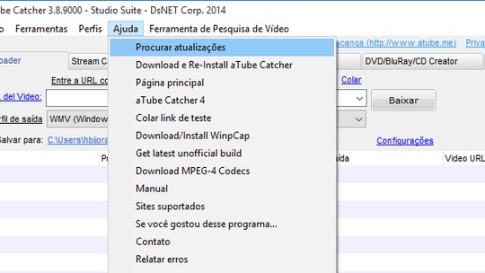 Como manter o aTube Catcher atualizado na última versão