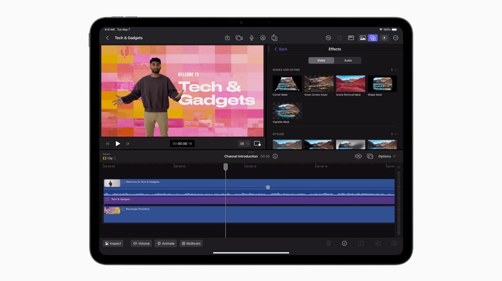 Neural Engine do M4 é capaz de isolar alguém do fundo em um vídeo 4K no Final Cut Pro com apenas um toque — Foto: Reprodução/Apple