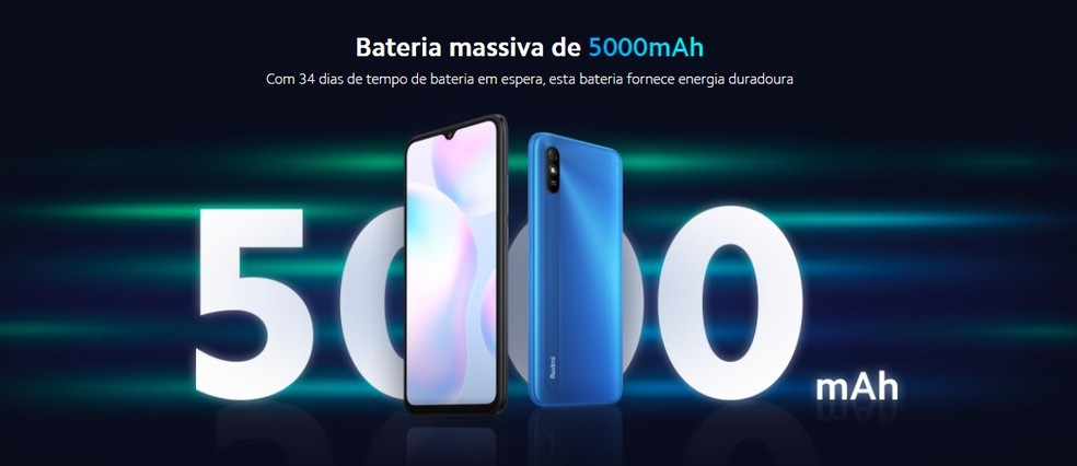 Redmi 9A é outro modelo que contém bateria de 5.000 mAh  — Foto: Divulgação/Xiaomi